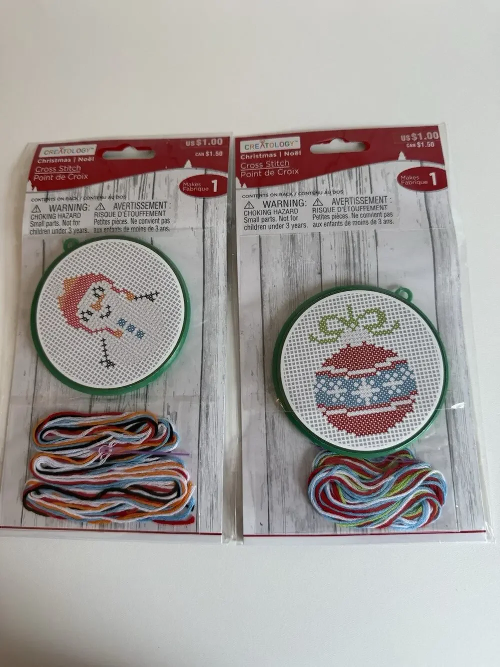 Creatology Craft Christmas Cross Stitch Ornament Kits (2) NEW Sealed Vintage